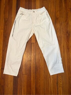Men's White Cargo Pants with Elastic Waist